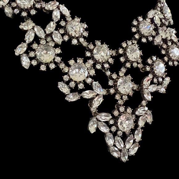 J Crew Czech Glass Crystal Floral Bib Statement Necklace Gold Plated Wedding WOW - Picture 15 of 16